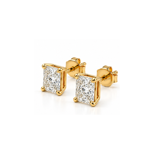 Frostline: Rectangular Solitaire Lab-Grown Diamond Stud Earrings in Gold Vermeil