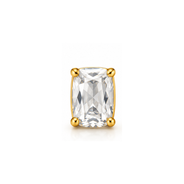 Privee: Cushion-Cut Solitaire Lab-Grown Diamond Stud Earrings in Gold Vermeil