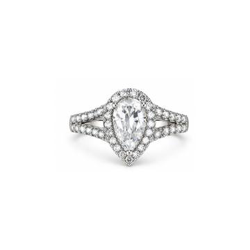 Amaranth: Pear Halo Lab-Grown Diamond Ring in 925 Sterling Silver