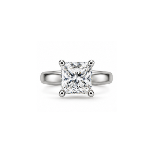 Verity: Princess-Cut Solitaire Lab-Grown Diamond Ring in 925 Sterling Silver