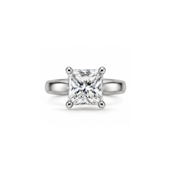 Verity: Princess-Cut Solitaire Lab-Grown Diamond Ring in 925 Sterling Silver