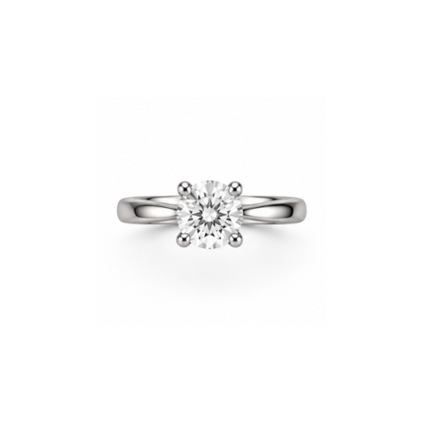 Diamora: Round Solitaire Lab-Grown Diamond Ring in 925 Sterling Silver
