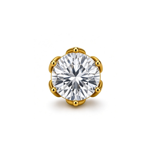 Chantilly: Six-Prong Round Solitaire Lab-Grown Diamond Stud Earrings in Gold Vermeil