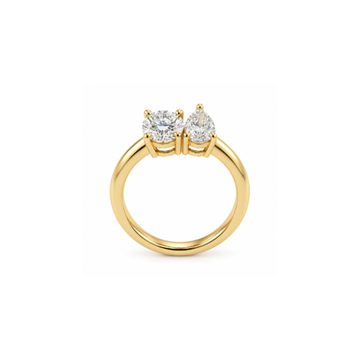 Confluence: Round & Pear Two-Stone Lab-Grown Diamond Ring in Gold Vermeil