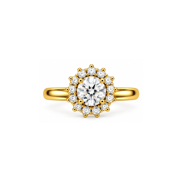 Blume: Floral Halo Lab-Grown Diamond Ring in Gold Vermeil