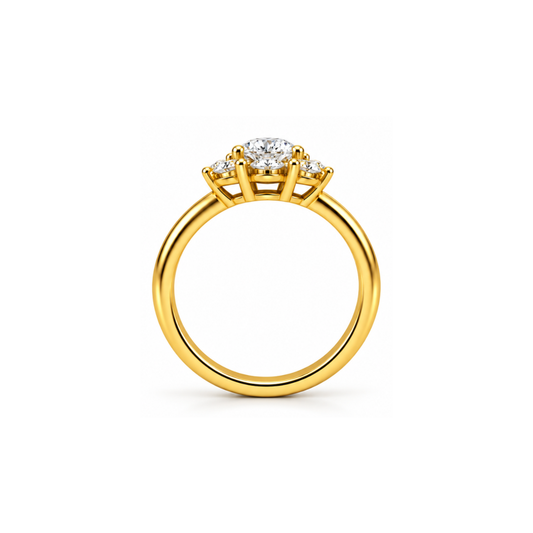 Blume: Floral Halo Lab-Grown Diamond Ring in Gold Vermeil