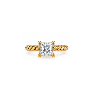 Vowen: Princess-Cut Solitaire Lab-Grown Diamond Ring in Gold Vermeil