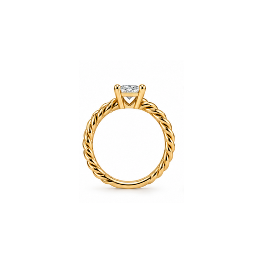 Vowen: Princess-Cut Solitaire Lab-Grown Diamond Ring in Gold Vermeil