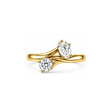 Twin Tide: Two-Stone Bypass Lab-Grown Diamond Ring in Gold Vermeil