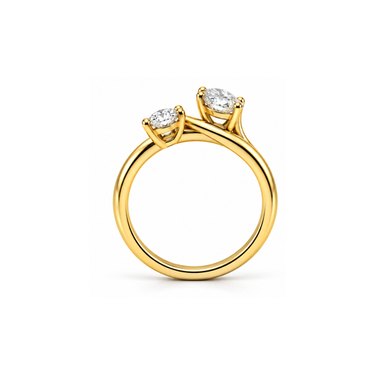 Twin Tide: Two-Stone Bypass Lab-Grown Diamond Ring in Gold Vermeil