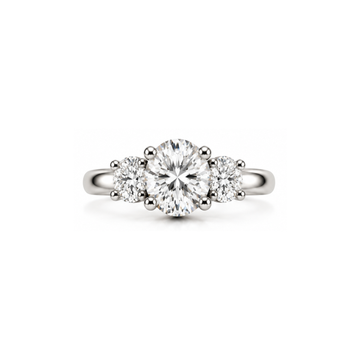 Amity: Three-Stone Oval Lab-Grown Diamond Ring in 925 Sterling Silver