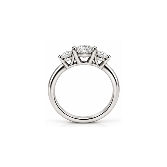 Amity: Three-Stone Oval Lab-Grown Diamond Ring in 925 Sterling Silver