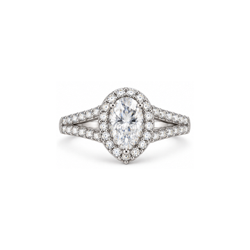 Valenne: Oval Halo Split-Shank Lab-Grown Diamond Ring in 925 Sterling Silver