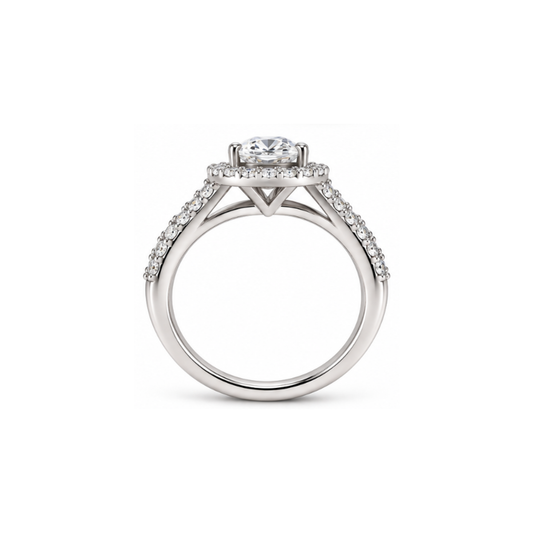 Valenne: Oval Halo Split-Shank Lab-Grown Diamond Ring in 925 Sterling Silver