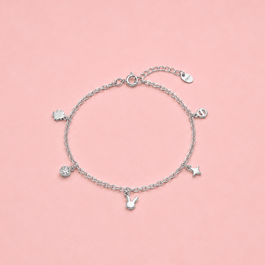 A Little Spark: 925 Sterling Silver Charm Anklet