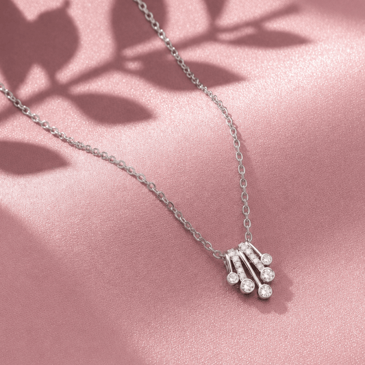 Rivulet: Cascading Diamond Pendant Necklace in 925 Sterling Silver