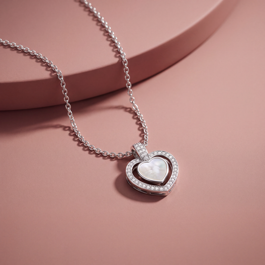Elegant Mother-of-Pearl Heart Chain in 925 Sterling Silver