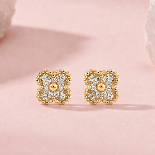 Elodie: Quatrefoil Earrings in Gold vermeil 925 Sterling Silver