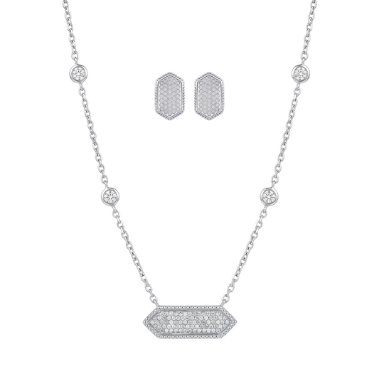 Monolith: Pendant, Earrings, Ring & Bracelet Set in 925 Sterling Silver