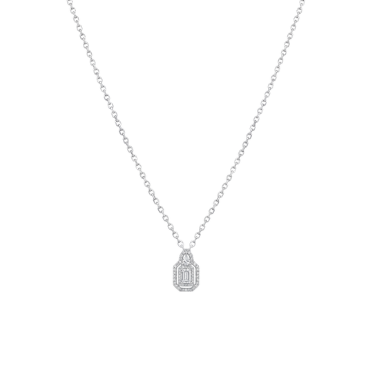 Monroe: Emerald-Cut Halo Pendant & Stud Earrings Set in 925 Sterling Silver