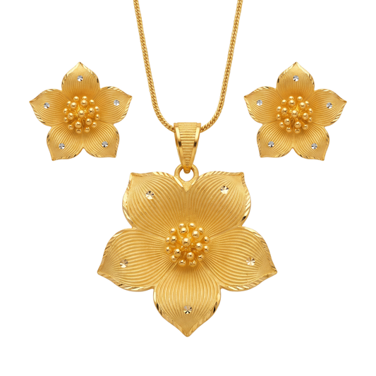 Ritvaa Royal Sunburst Filigree Pendant Set