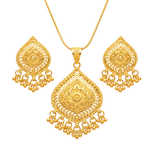 Ritvaa Golden Blossom Classic Pendant Set