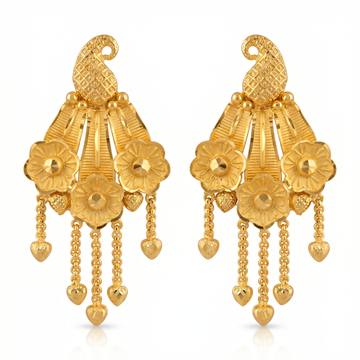 Ritvaa Leaf Drop Statement Earrings