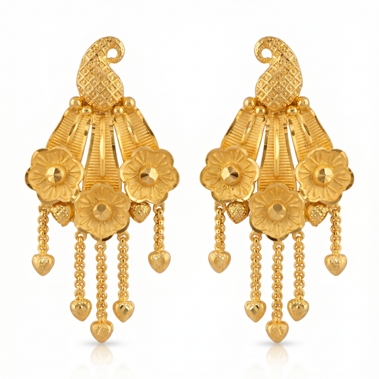 Ritvaa Leaf Drop Statement Earrings
