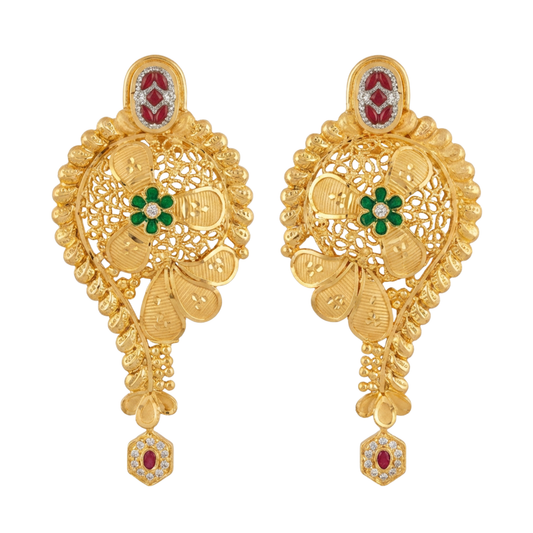 Ritvaa Peacock Floral Earring
