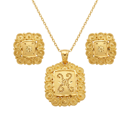 Ritvaa Elegant Square Halo Pendant Set