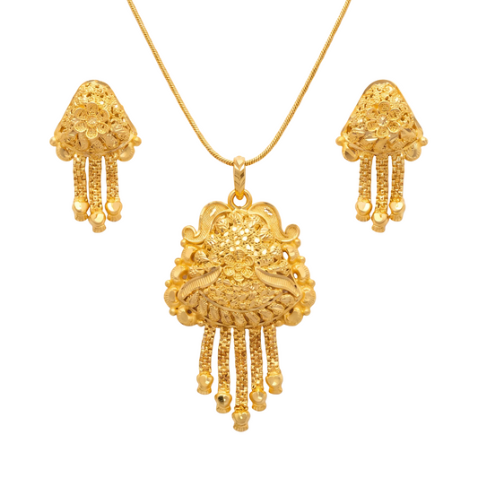 Ritvaa Lotus Motif Pendant Set