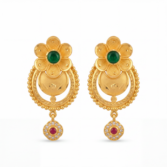 Ritvaa Floral Gold Stud Earrings