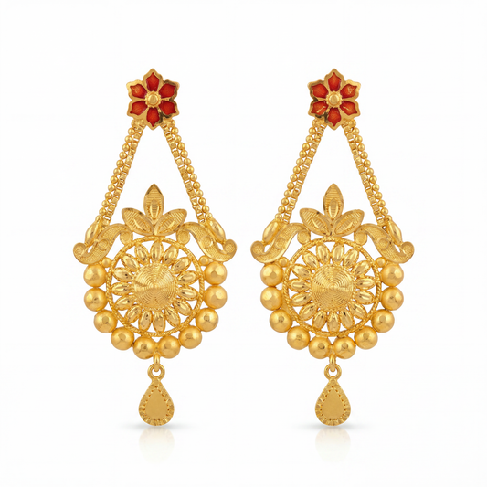 Ritvaa Fusion Pearl Drop Gold Earrings