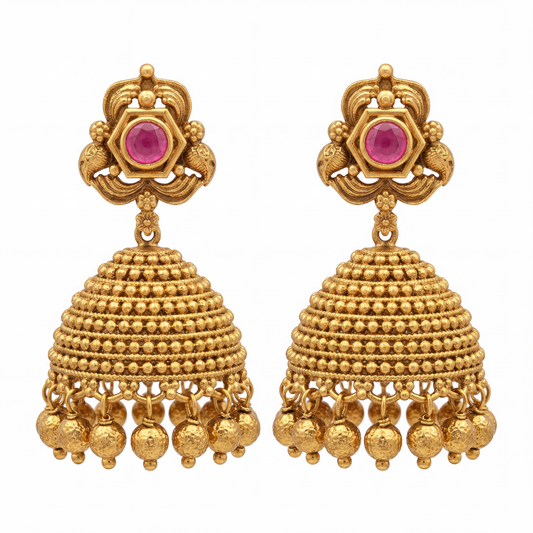 Ritvaa Premium Emerald Drop Chandbali Earrings