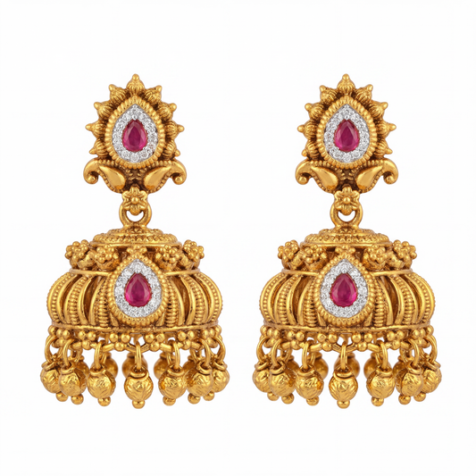 Ritvaa Royal Engraved Gold Earrings