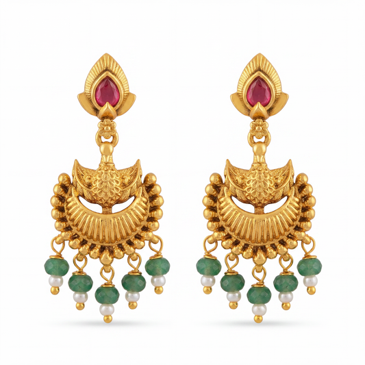 Ritvaa Ethnic Gold Drop Earrings