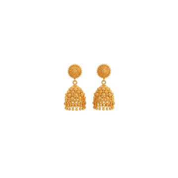 Svarnashri Ornate Floral Filigree Gold-Toned Jhumka Earrings