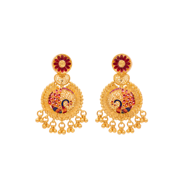 Peacock Inspired Gold Earrings