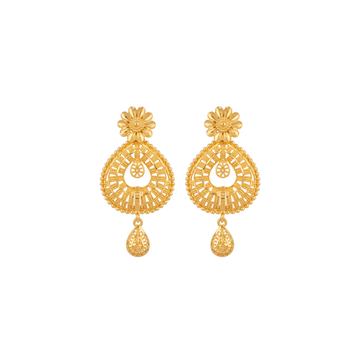 Floral Drop Gold Earrings