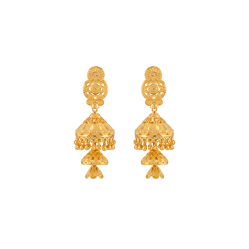 Multi-Tiered Traditional Gold Jhumka Earrings
