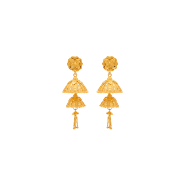 Layered Traditional Gold Jhumka Earrings Design