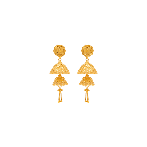 Layered Traditional Gold Jhumka Earrings Design