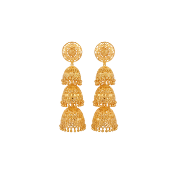 Kalindri Triple-Tier Jhumka Earrings