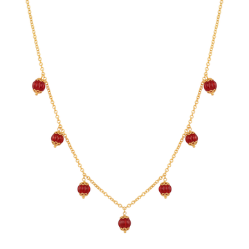Gold Mala With Red Beads