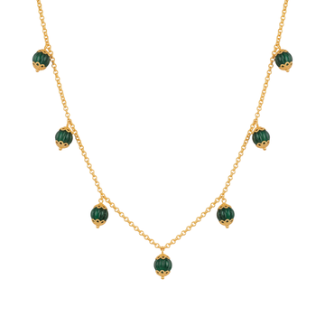 Gold Mala With Green Beads