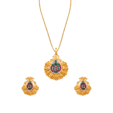 Gemstone Cluster Pendant Set