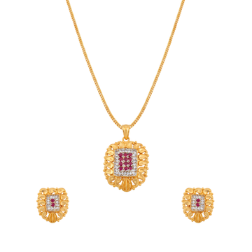Rectangular Gemstone Pendant Set