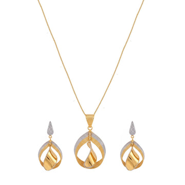 Urmi Two-Tone Contemporary Pendant and Earrings Set
