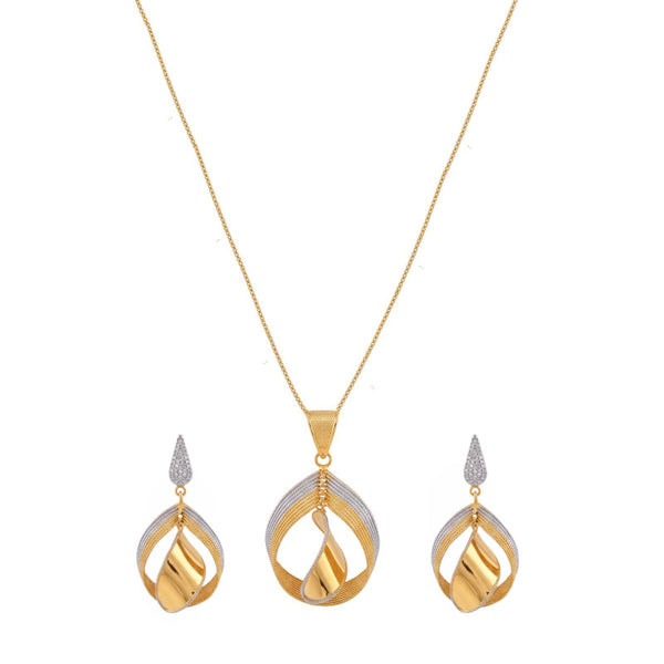 Urmi Two-Tone Contemporary Pendant and Earrings Set