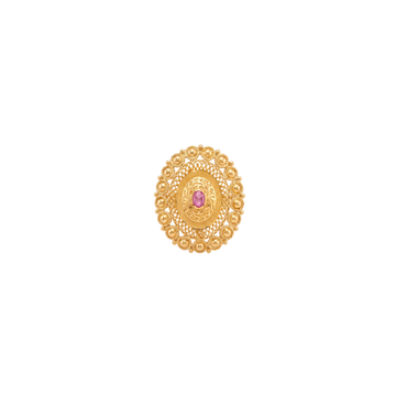 Rupashri Ornate Ruby Stone Oval Filigree Statement Ring